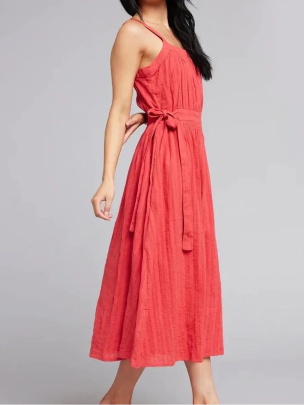 DownEast Crystal Strap Midi Dress- Red